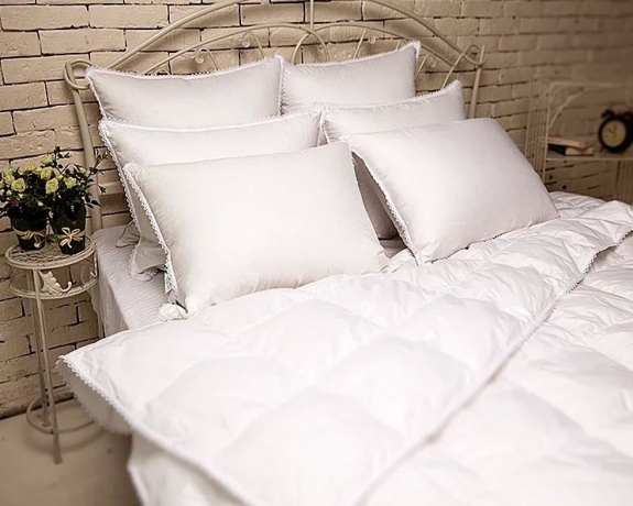 Одеяло всесезонное из белого гусиного пуха "Идеальное приданое" 200х220, кассетный способ пошива, Natures