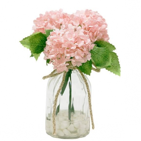 Декоративные цветы в вазе Гортензии розовые, 13х13х20 см. Dream Garden