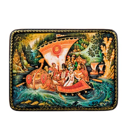 ШК-19/42 Шкатулка в технике декупаж "Из-за острова на стрежень" (10х8х3,5)