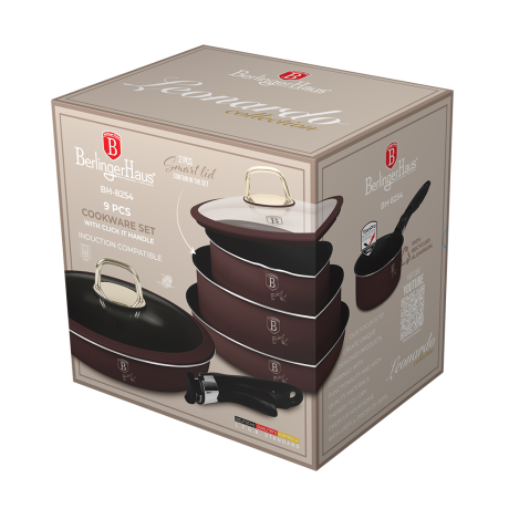 Набор посуды 9 предметов, бордовый, Leonardo Berlinger Haus