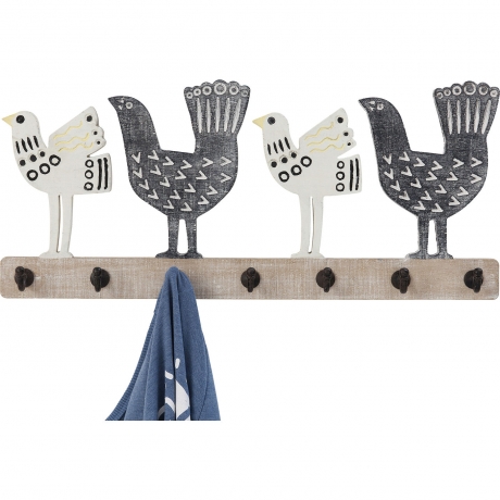 Вешалка настенная Chicken, 60х27х5 см. Пихта, Сталь, Серый