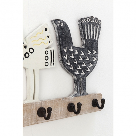 Вешалка настенная Chicken, 60х27х5 см. Пихта, Сталь, Серый