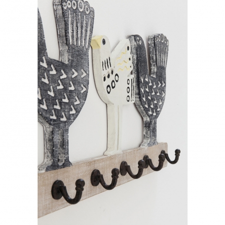 Вешалка настенная Chicken, 60х27х5 см. Пихта, Сталь, Серый