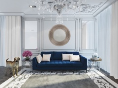 Зеркало большое круглое серебряное диаметр 102 см Jadore