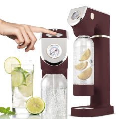 Сифон для газирования воды с 2 бутылками и барометром, Leonardo, матовый бордо, Berlinger Haus