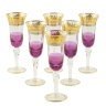 Бокалы для шампанского LUCIANA, набор 6 шт, хрусталь фиолетовый/декор золото 24К
