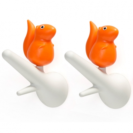 Вешалки настенные Squirrel 2 шт. белые/оранжевые