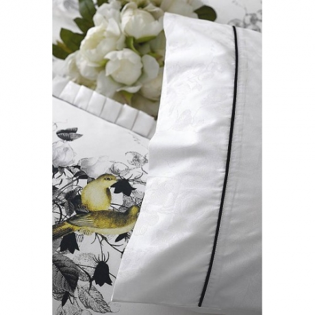 Комплект постельного белья VALERON SATIN с вышивкой, 2 сп. "LORRAINE" серый