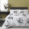 Комплект постельного белья VALERON SATIN с вышивкой, 2 сп. "LORRAINE" серый