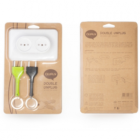 Двойной брелок+держатель для ключа Unplug, розовый, Qualy