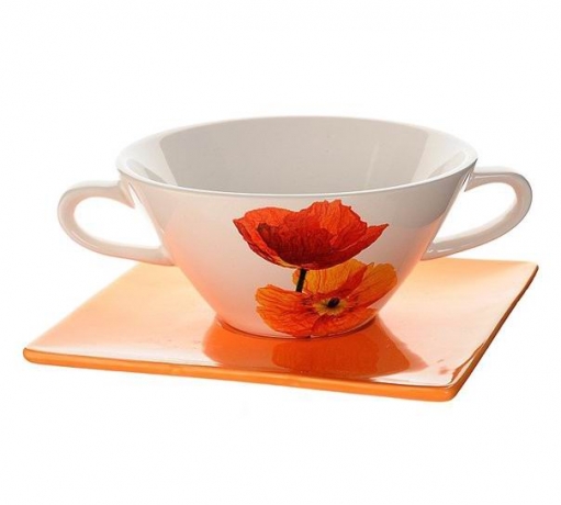 Суповая чашка на блюдце Маки, 0,3 л, INFINITY