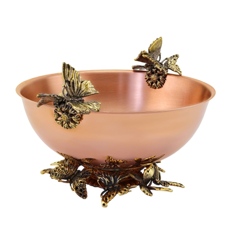 Сухарница медная "Бабочки" (2 бабочки, поддон малый)