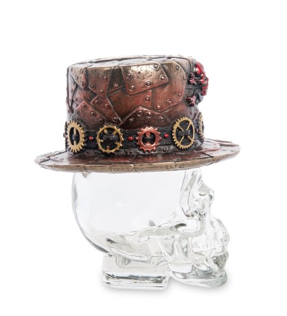 WS-1031 Флакон "Шляпа в стиле Стимпанк на стеклянном черепе"