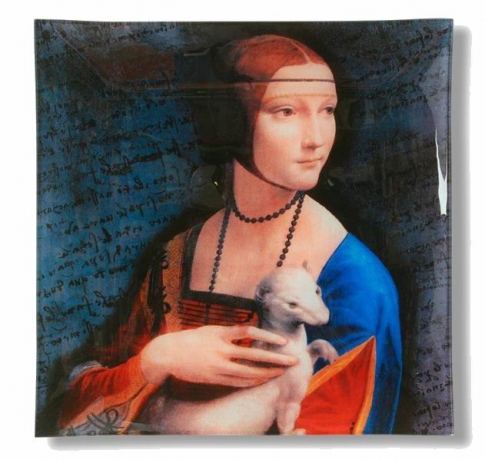 Тарелка квадратная Дама с горностаем (Л. Да Винчи), 25х25 см, Carmani