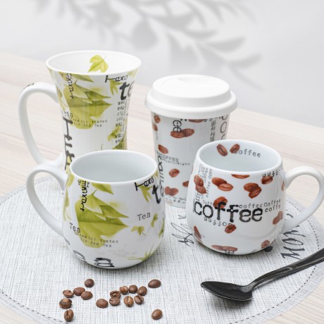 Кружка на вынос с крышкой "Кофейный коллаж", 380 мл. Koenitz