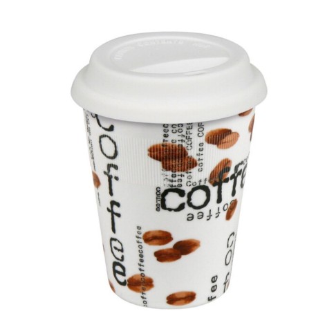 Кружка на вынос с крышкой "Кофейный коллаж", 380 мл. Koenitz