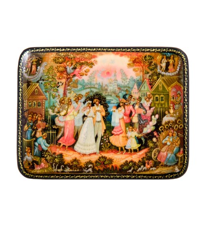 ШК-19/41 Шкатулка в технике декупаж "Деревенская свадьба" (10х8х3,5)