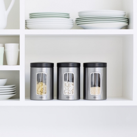 Контейнер для сыпучих продуктов с окном (1,4 л), Стальной матовый (FPP) Brabantia