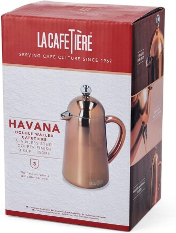 Кофейник Havana с двойными стенками, на 3 чашки, 350 мл. La Cafetière, нерж/сталь COPPER Kitchen Craft