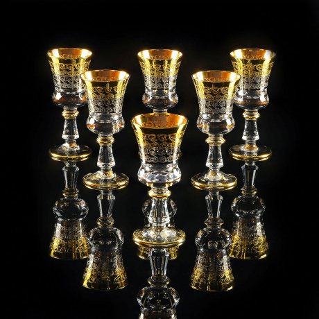 Рюмки CREMONA, набор 6 шт, хрусталь/декор золото 24К