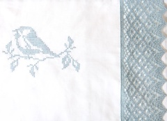 Комплект постельного белья "СИНИЧКИ", 100x140+40х60+130х75х25см. белый/голубой, BOVI