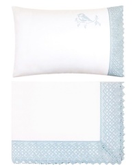 Комплект постельного белья "СИНИЧКИ", 100x140+40х60+130х75х25см. белый/голубой, BOVI