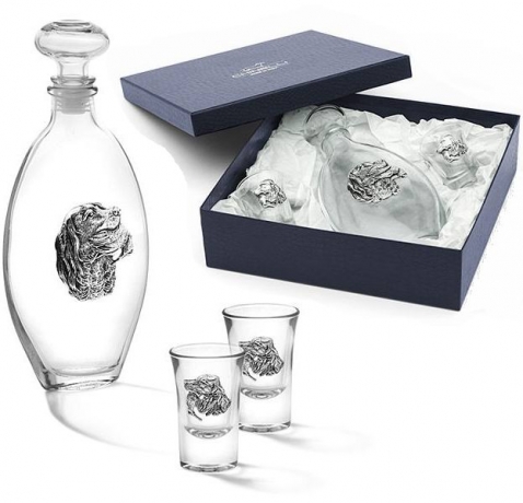 Набор из штофа и 2-х стопок для водки Спаниель, Gamma