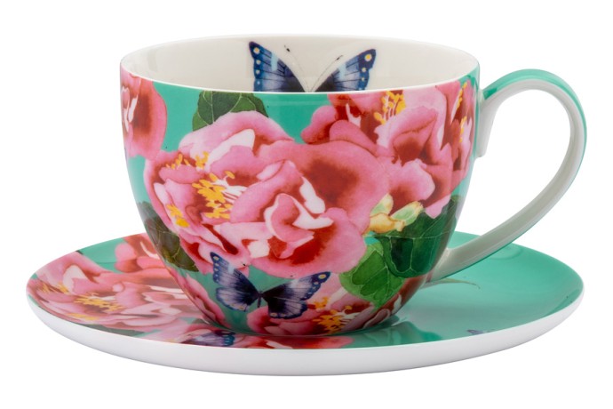 Чашка с блюдцем Камелии, 0,4 л. Maxwell & Williams