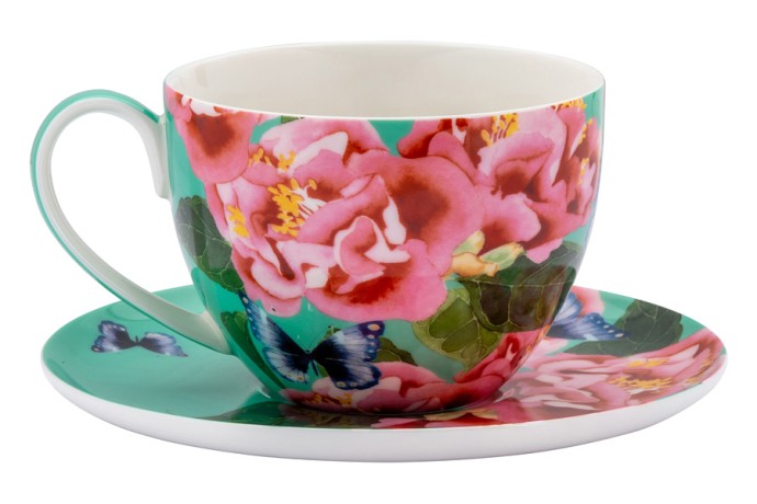 Чашка с блюдцем Камелии, 0,4 л. Maxwell & Williams