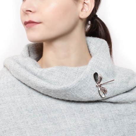 Брошь Стрекоза FAN-06914 BW/RG Shadore 