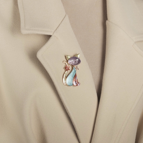 Брошь Кот с цветком XZ0713.27 M/G Shadore