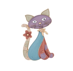 Брошь Кот с цветком XZ0713.27 M/G Shadore