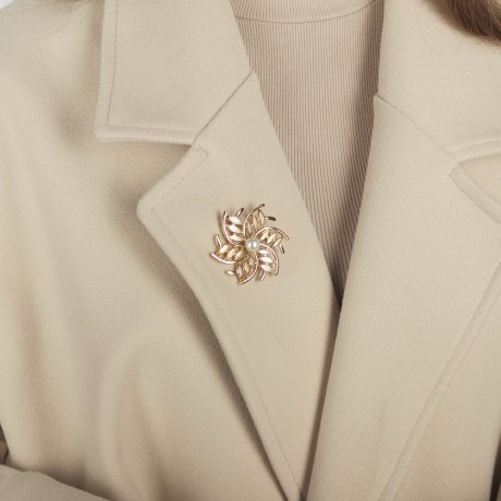 Брошь Цветок с жемчужиной XZ0956.9 R/G Shadore