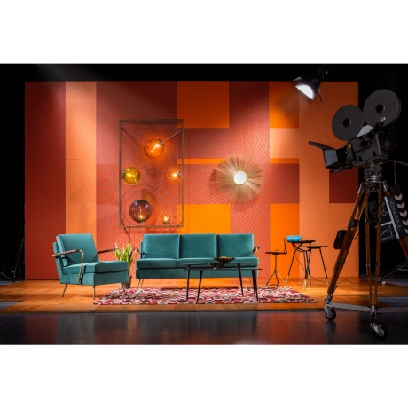 Диван Gamble, коллекция "Авантюра" 179*78*75, Сталь, Ясень, Сосна, Полиэстер, Бархат, Зеленый