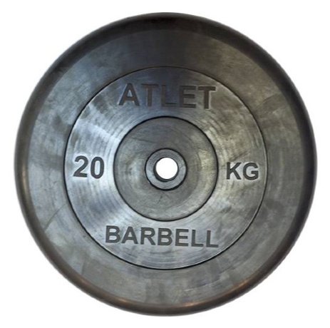 Диски обрезиненные, чёрного цвета, 26 мм, Atlet MB-AtletB26-20