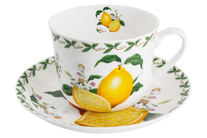 Чашка с блюдцем Лимон в подарочной упаковке, 0.48 л. Maxwell & Williams