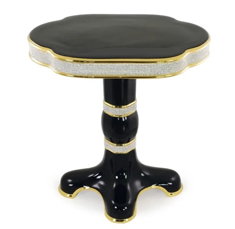 Столешница овальная, 72x50 см. DUBAI, (без колонны), керамика, черный, swarovski