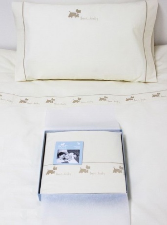 Комплект постельного белья "СОБАЧКИ NEW", 100x140+40х60+130х75х25 см. бежевый/белый, BOVI