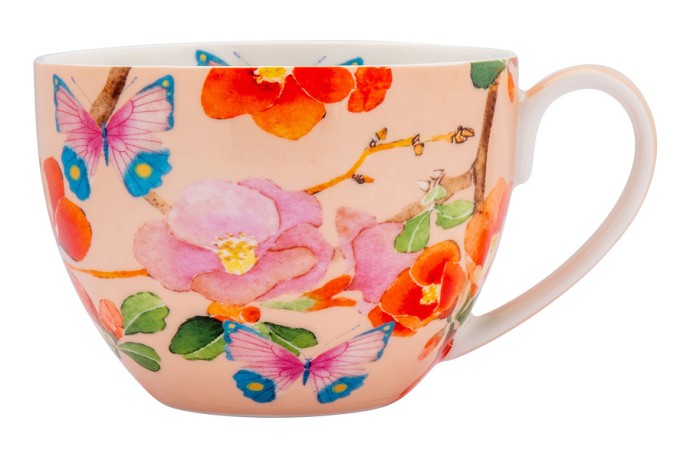 Чашка с блюдцем Камелии на розовом, 0,4 л. Maxwell & Williams