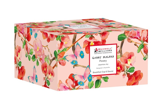 Чашка с блюдцем Камелии на розовом, 0,4 л. Maxwell & Williams