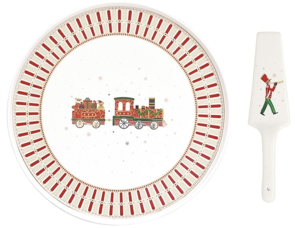 Блюдо для торта с лопаткой Полярный экспресс, 32 см. Easy Life