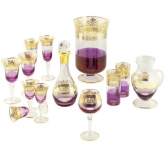 Кувшин, 1 л. H23 см. LUCIANA, хрусталь фиолетовый/декор золото 24К