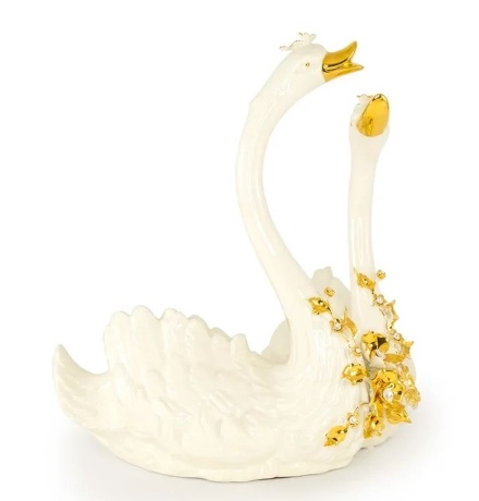 Статуэтка парные лебеди, 36х36 см. GIARDINO, керамика, swarovski