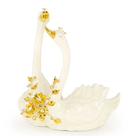 Статуэтка парные лебеди, 36х36 см. GIARDINO, керамика, swarovski