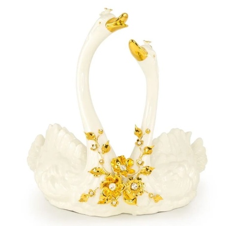 Статуэтка парные лебеди, 36х36 см. GIARDINO, керамика, swarovski