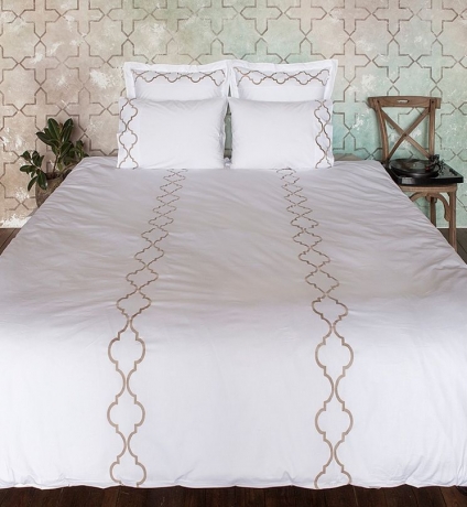Пододеяльник "ROMA", перкаль, 200х220 см. белый/золотой, BOVI