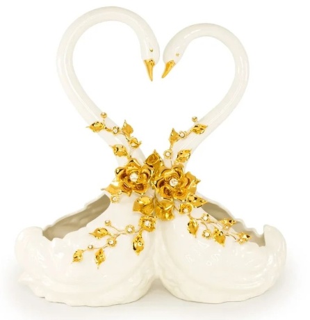 Статуэтка парные лебеди, 43 см. GIARDINO, керамика, swarovski