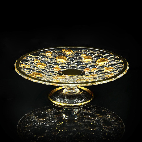 Блюдо D35 см. DECOR, хрусталь/декор золото 24К