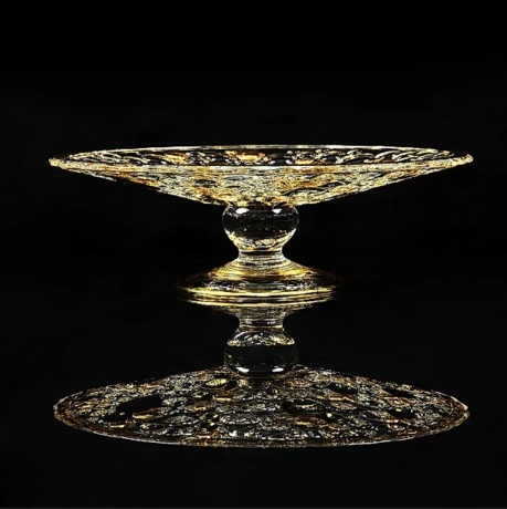 Блюдо D35 см. DECOR, хрусталь/декор золото 24К