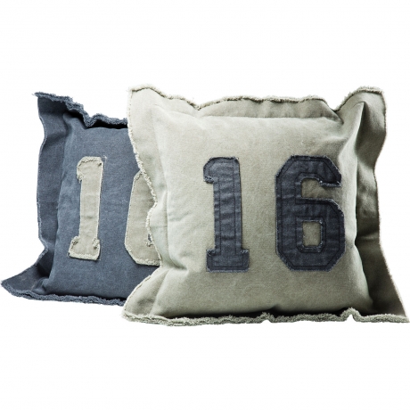 Подушка Sixteen, в ассортименте 45х45х5, Хлопок, Полиэстер, Серый, Синий